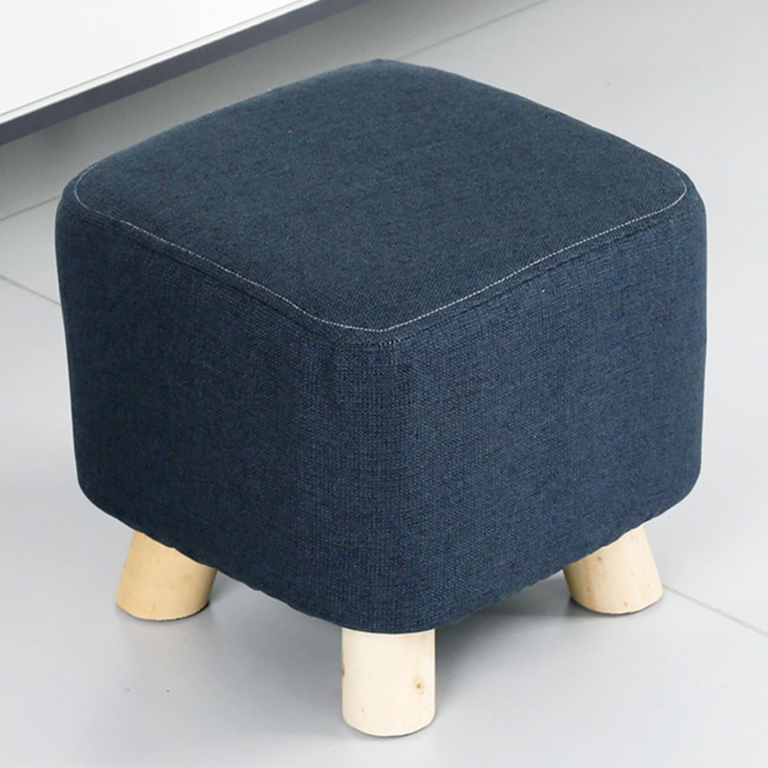 Housse de protection pour salon et chambre pouf carré extensible bleu