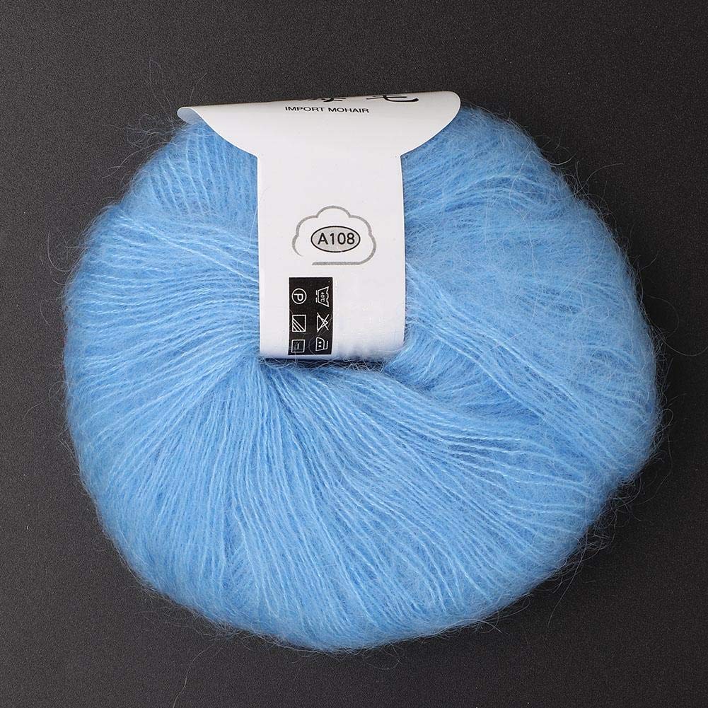 Soft Mohair Cashmere Wool Knitting Yarn Lightweight Hand Knitwear Yarn DIY Shawl Scarf Crochet Thread with A Crochet for Sewing Accessories(Light Blue) - Image 4