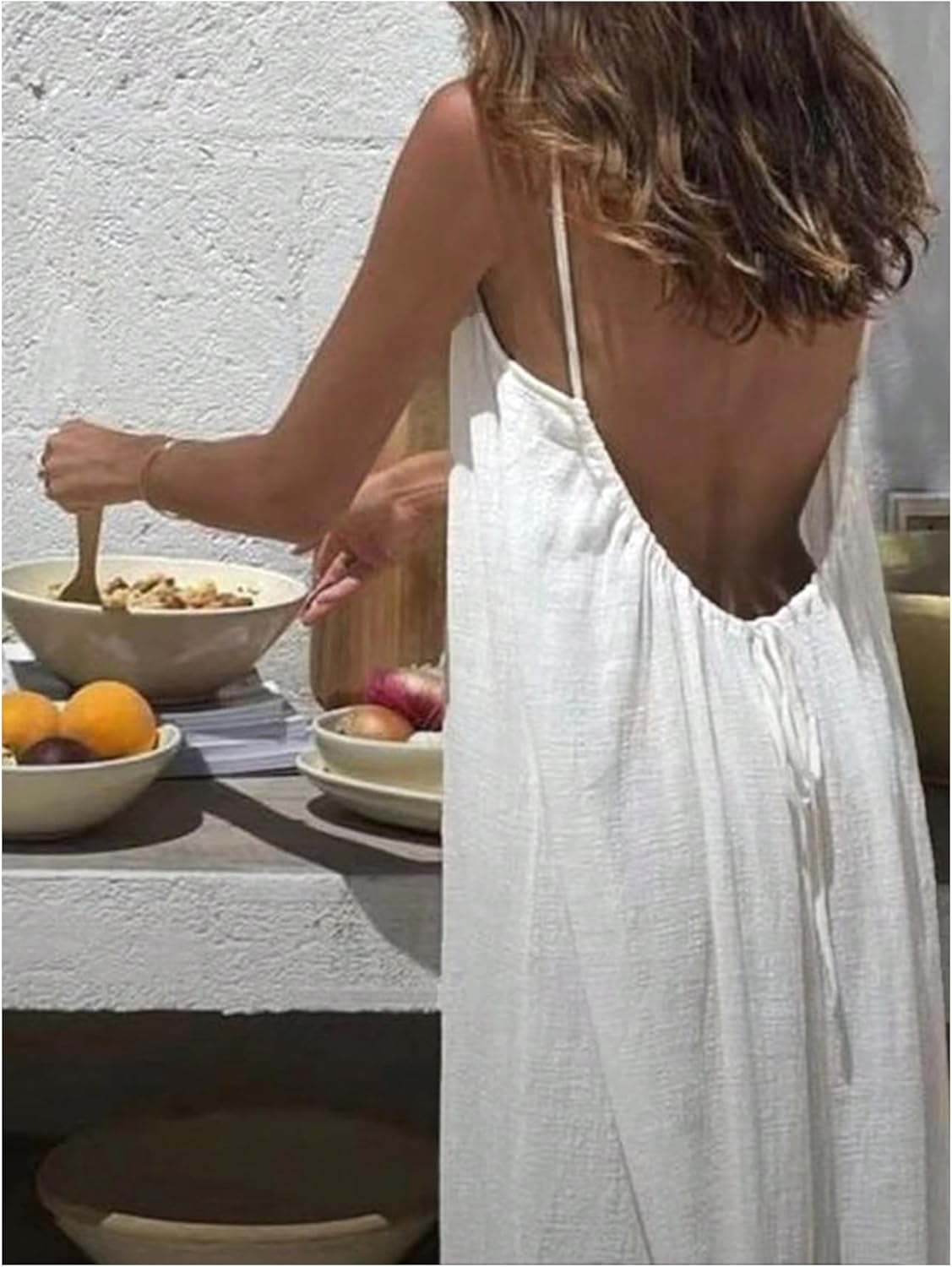 SHENHE Women's Open Back Spaghetti Strap Beach Maxi Dress Loose Flowy Vacation Sundress - Image 3