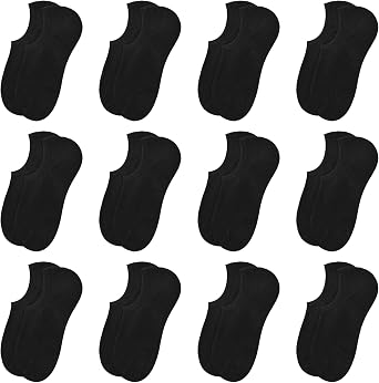 GRPSKCOS No Show Socks Men- 12 Pairs Invisible Socks with Anti-Slip Silicon Sneakers Flats Loafers Casual Low Cut Sock