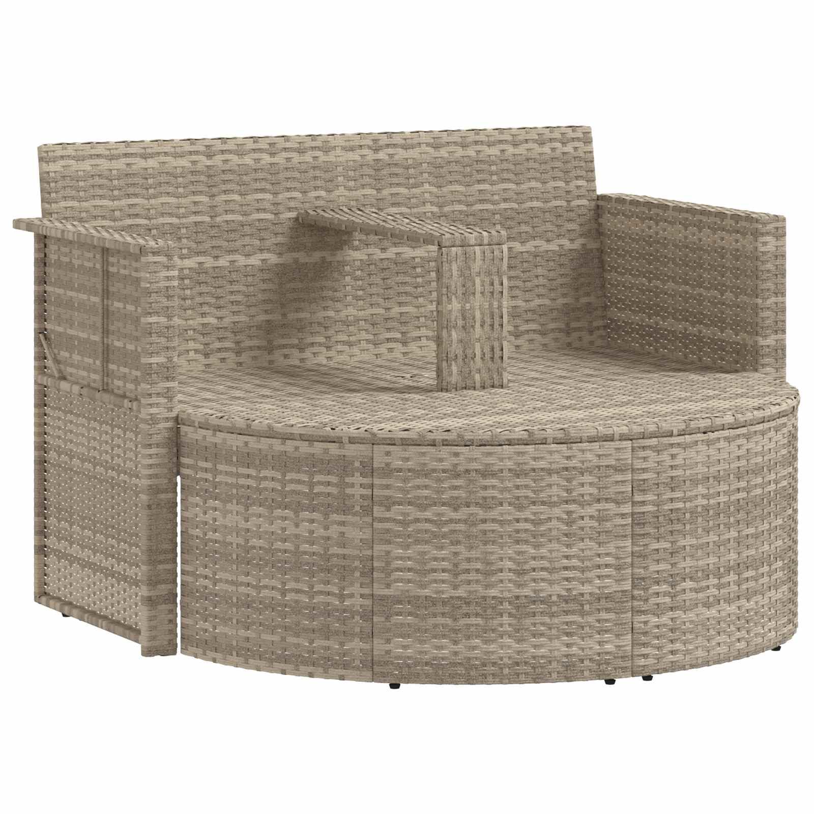Set divano da giardino con ombrellone in polyrattan grigio | Comodo set lounge a 2 posti con tettuccio parasole inclinabile e sgabello per terrazza, giardino e veranda in grigio chiaro.