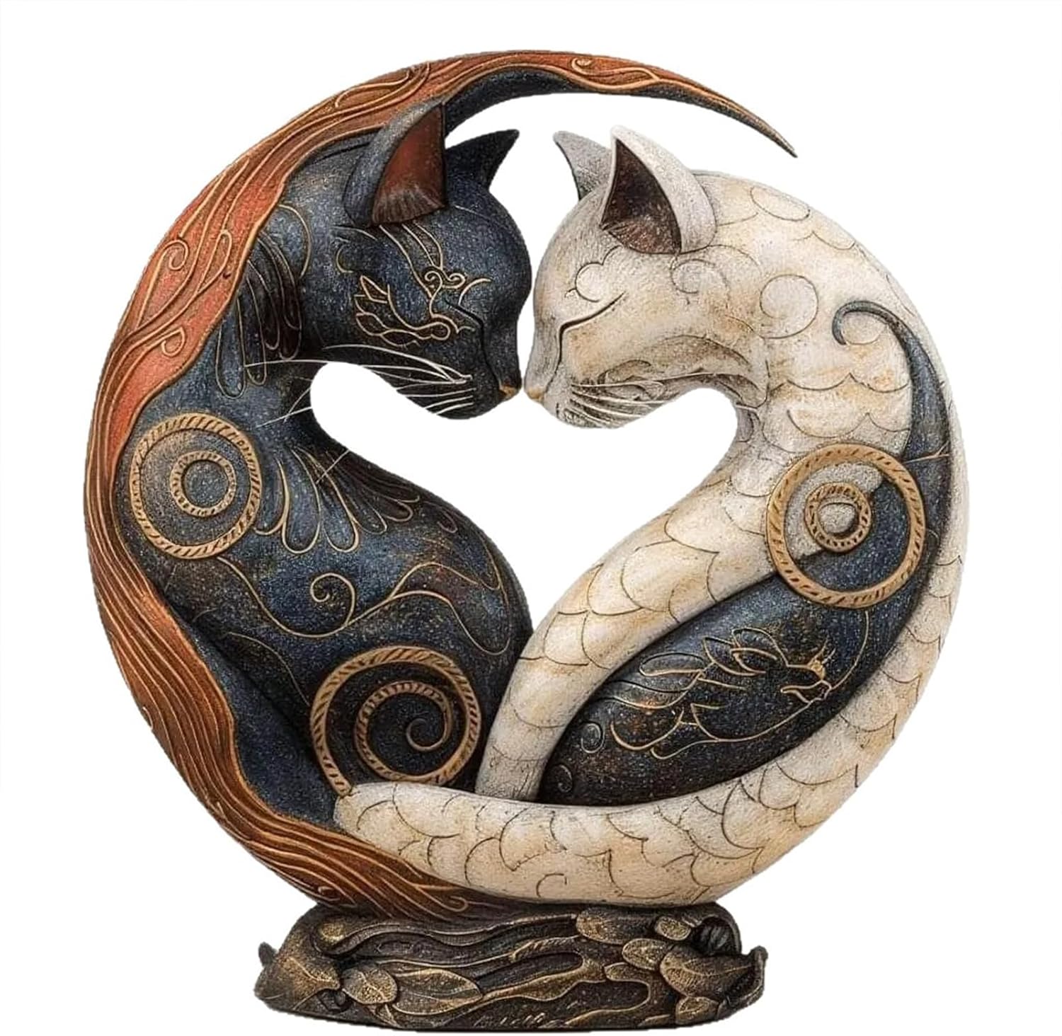 Black and White Cat Yin Yang Art Desk Decors for Home Office Decoration, Unique Resin Statue Desktop Decoration, Gifts for Women Men Cats Lover