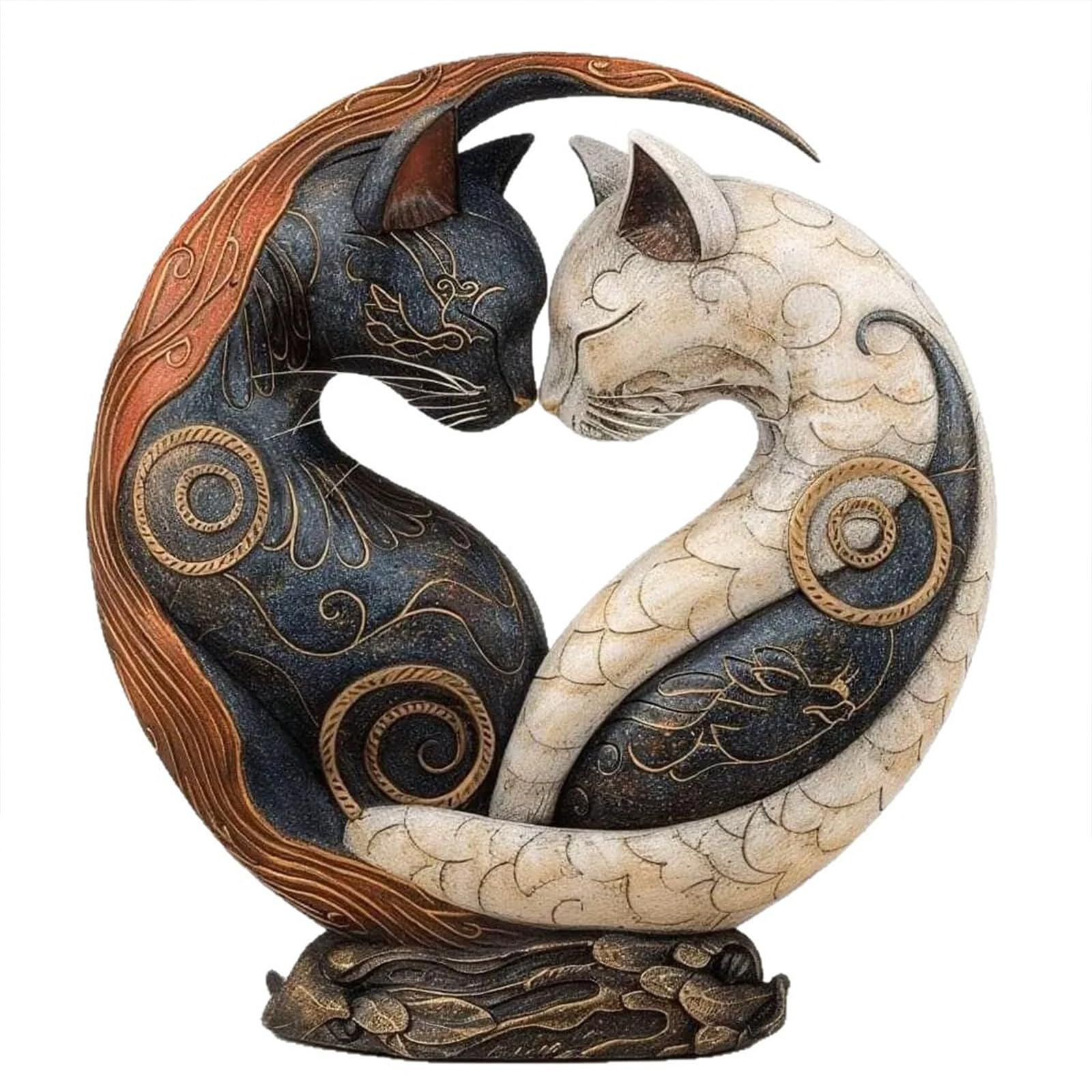 Black and White Cat Yin Yang Art Desk Decor for Home Decor & Cat - Lover, Exquisite Resin Kitten Desktop Decoration, Gifts for Women Men Cats Lover