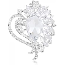 LAXPICOL Vintage Austrian Crystal Elegant Heart Flower Brooch Pin For Women Wedding Broach Pin