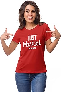 Personalized Womens Tshirt Top Just Married Wedding Announcement Shirt