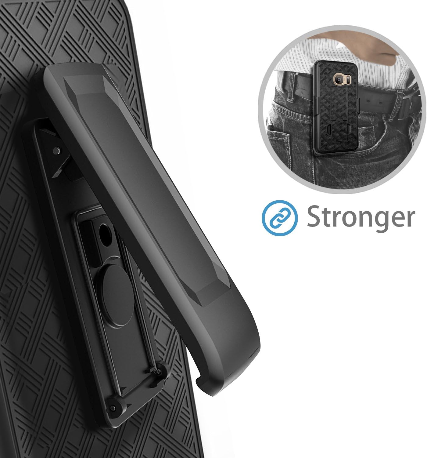 Galaxy S7 Case, Samsung Galaxy S7 Case,Fingic Slim Shell Holster Combo Cover with Kick-Stand and Swivel Belt Clip Holster Protective Case for Samsung Galaxy S7 (G930), Black
