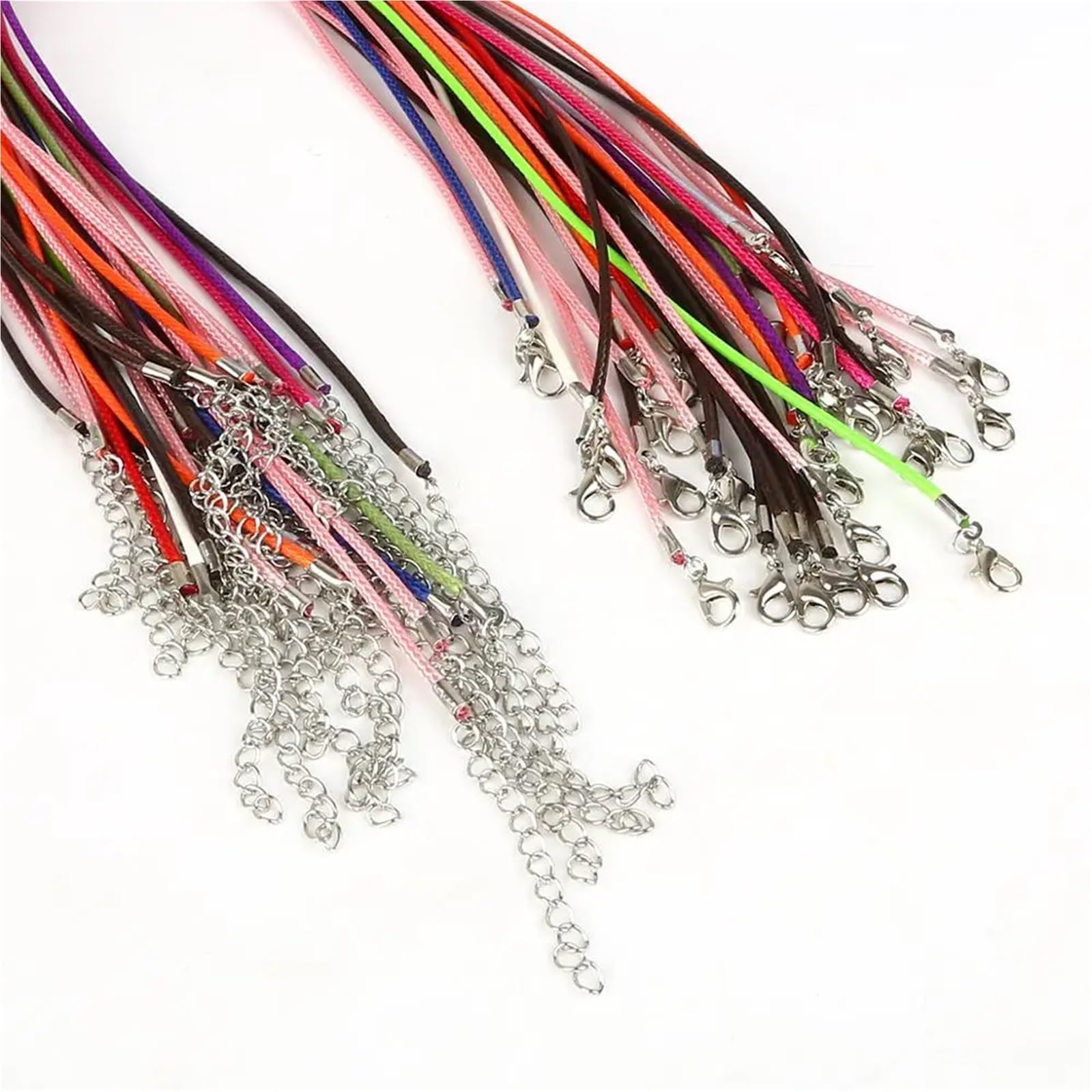 Naszyjnik sznurek 100 sztuk 1.5/2mm bawełniany woskowany regulowany pleciony do liny naszyjnik łańcuszek z karabińczykiem DIY biżuteria(Gray,1.5mm)