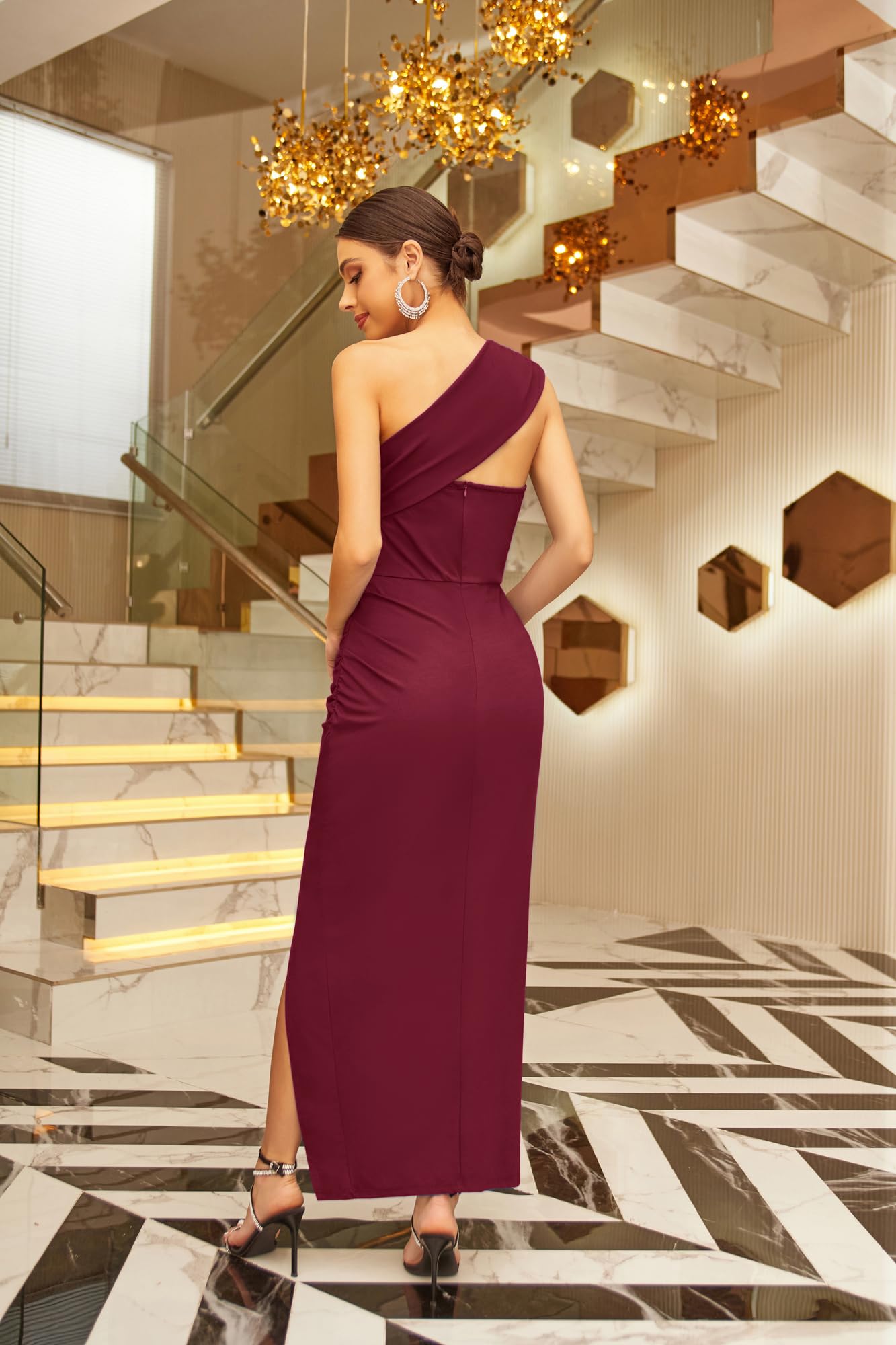 Abito Da Sera Grace Karin Lungo Senza Spalline - In Raso Con Spacco, Elegante Per Cerimonie - Foto 5