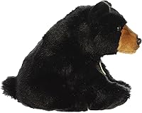 Vista 3 de Aurora® Adorable oso negro de peluche Miyoni®, detalle realista, compañía entrañable, 9 pulgadas