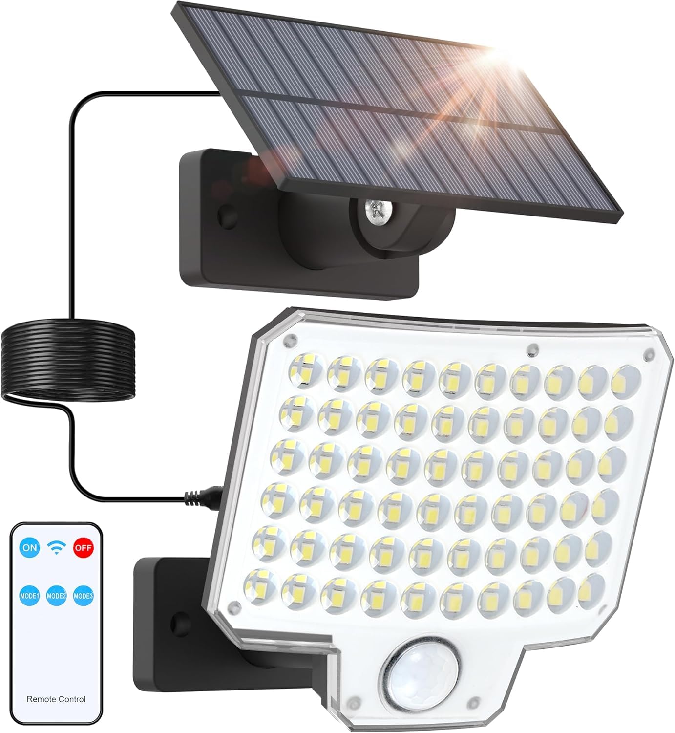 Overa Solar Lights Outdoor Motion Sensor, 240 LED Motion Sensor Lights Security LED Flood Light, IPX5 Waterproof, Illumination Wall Light with 3 Modes(1 Packs).-image-33
