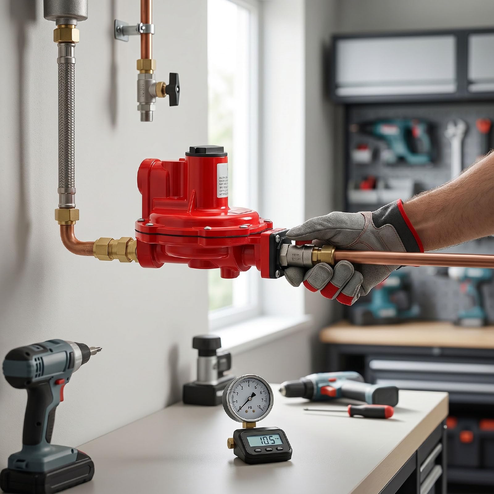 Regulador de Gas Ajustable de Alto Flujo de 8-12 PSI para Usos Comerciales Residenciales Diseño Duradero de Hierro Fundido