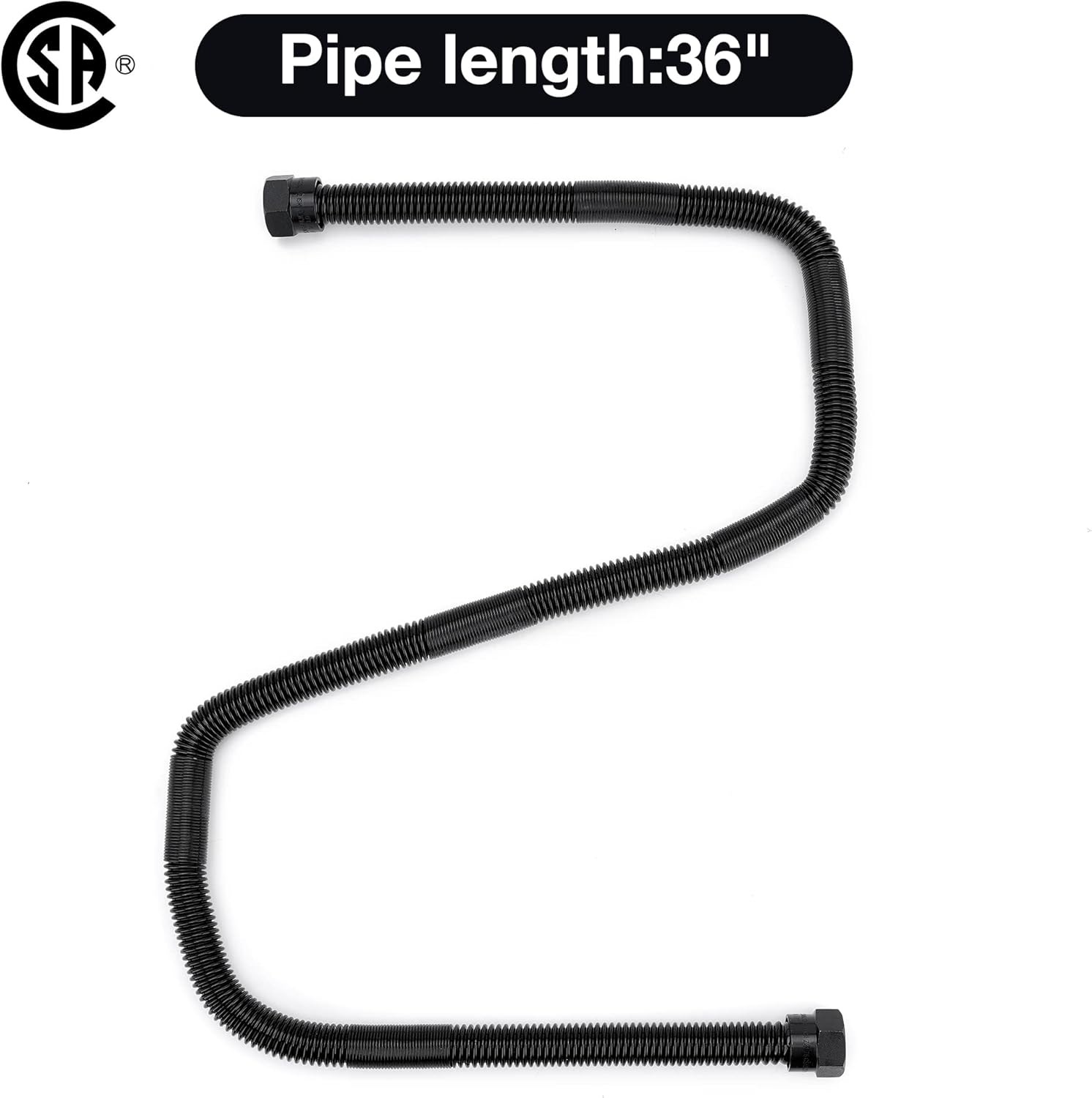 Stanbroil 1/2" OD x 3/8" ID 36" Non-Whistle Flexible Flex Gas Line Connector Kit for NG or LP Fire Pit and Fireplace