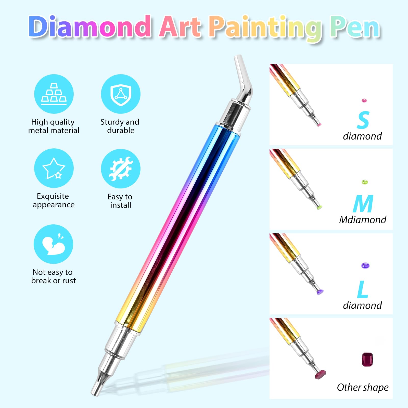 E-Painter Stylo Diamond Painting Pen, kit de Stylos de Peinture Diamant sous Vide avec Plateau de Rangement, 3 Niveaux D'aspiration Réglables, Pointes Métalliques, Silencieux et Durable