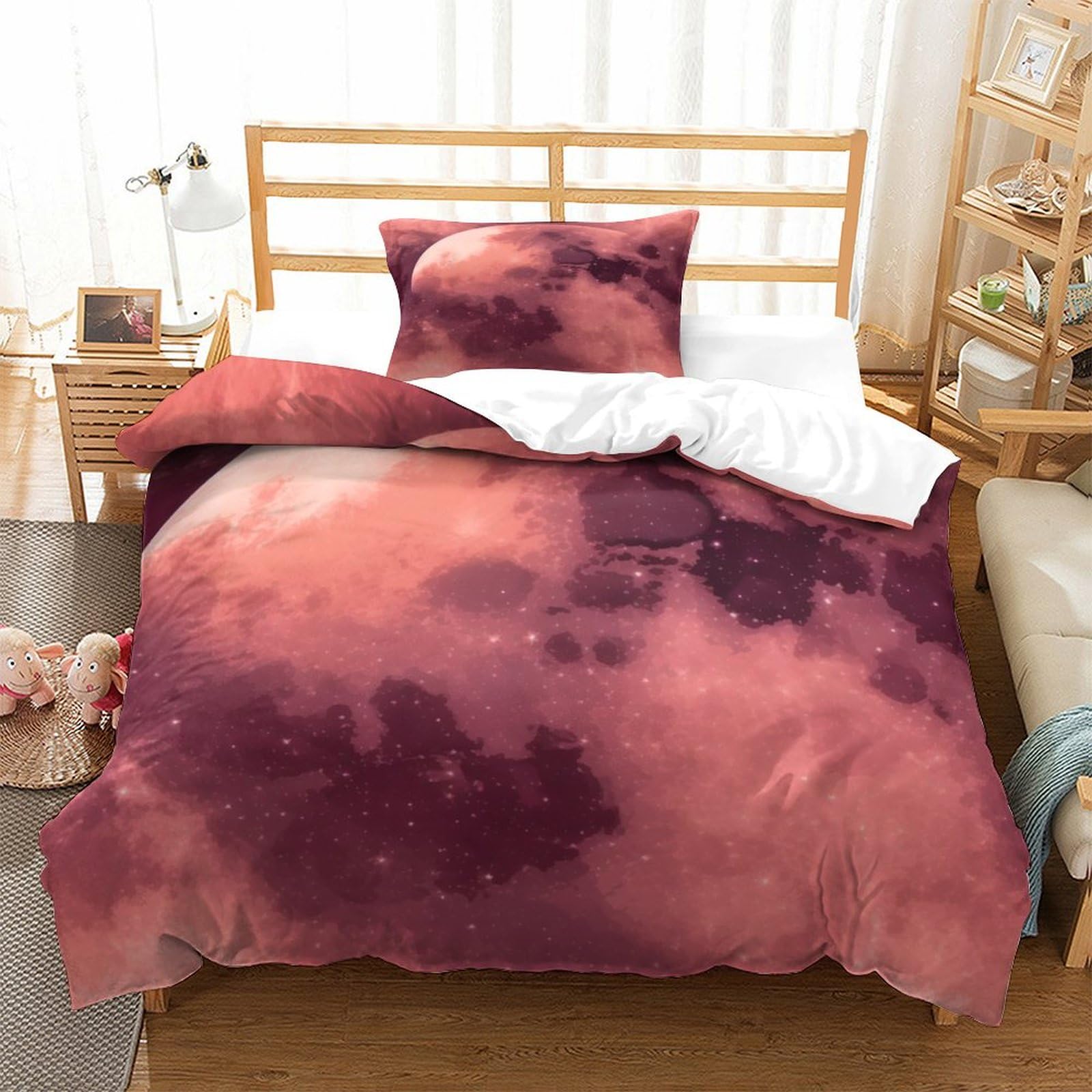 P1S9U7W5Y Dreamy Galaxy 3D Printed Duvet Cover Set 3pcs Microfiber Starry Bedding Set Single