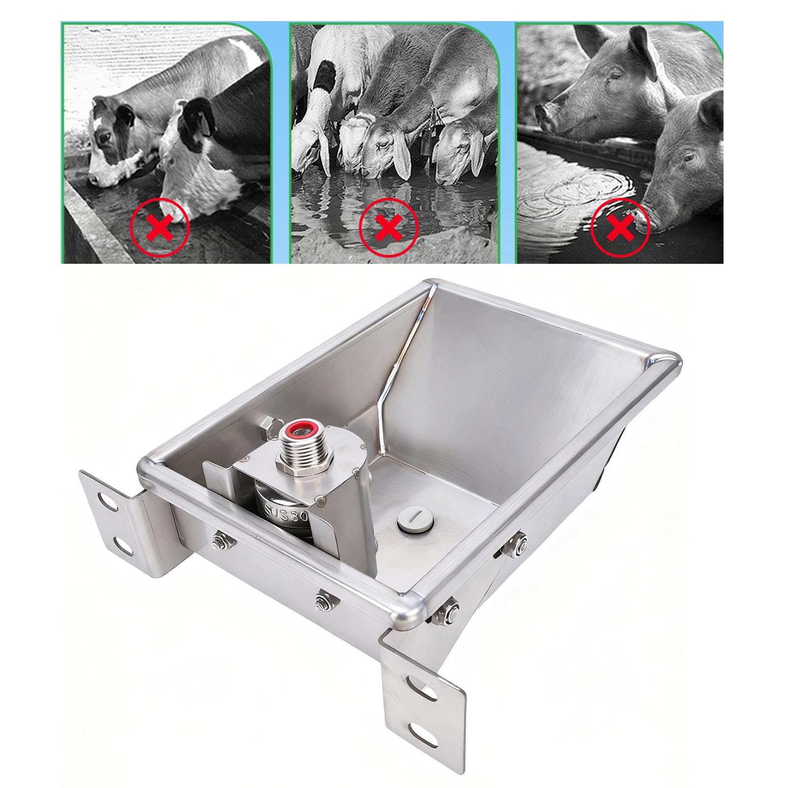 Generic Distributore Automatico di Acqua in Acciaio Inossidabile con Valvola a Sfera Galleggiante, per L'idratazione di Animali Bovini, Ovini, Caprini