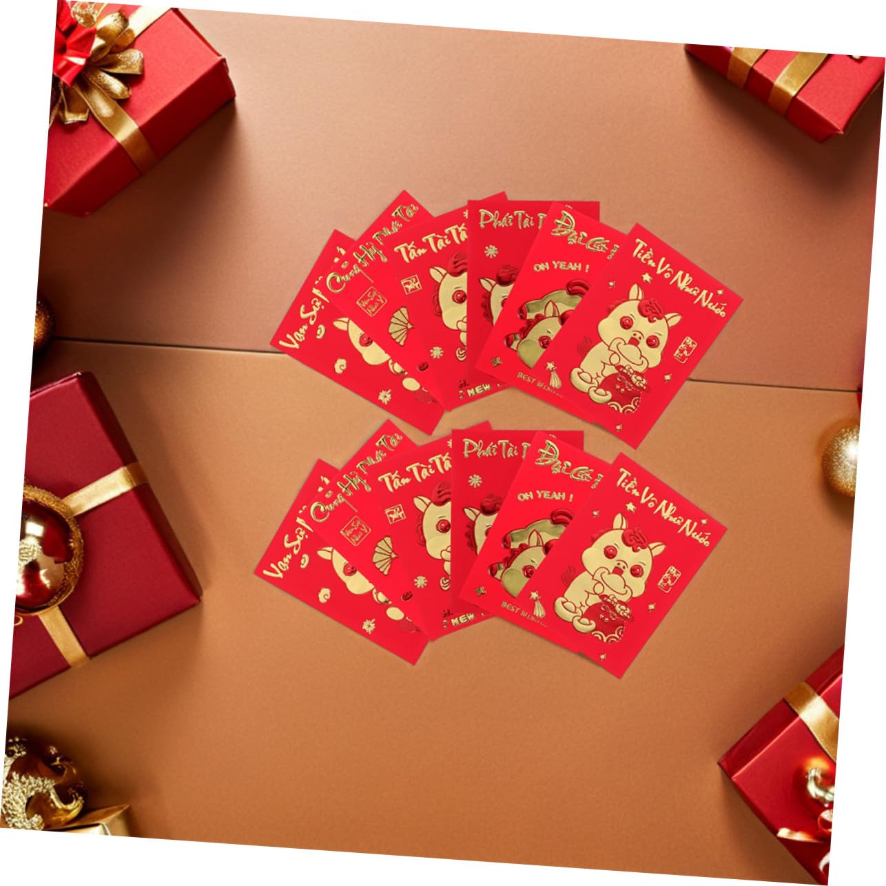 OSALADI 360 Sztuk Sztuk Kreatywnych Kopert Czerwonych Hong Bao Rok Konia z Tekstem Wietnamskim Trwałe Koperty Lunar Year Festival Rodzinne i Korporacyjne Uroczystości