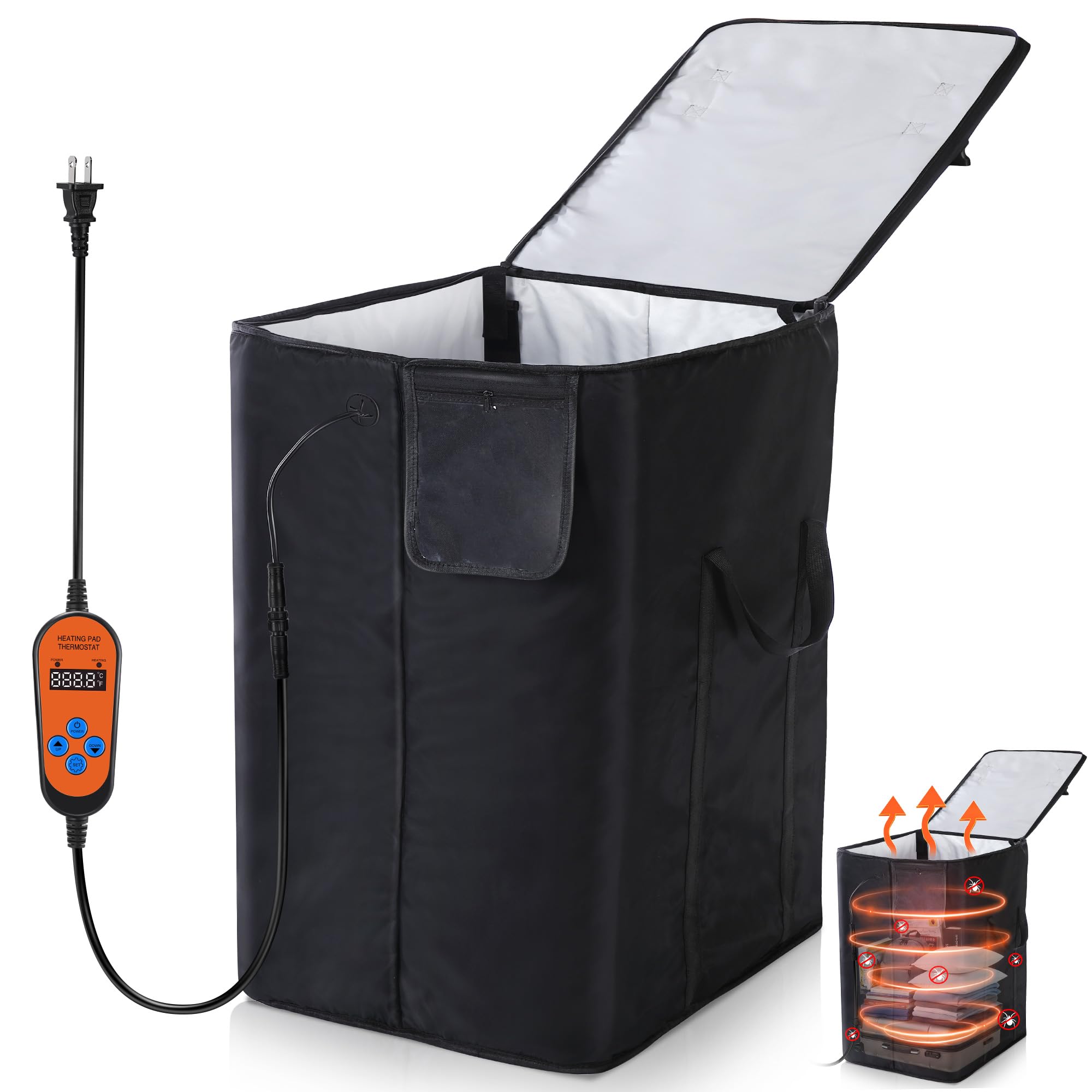 Photo 1 of Bed Bug Heater, 360° High Temperature Portable Bed Bug Treatment Equipment with Digital Timer & Temperature Control, Fast Heating to 155°F for Moths, Carpet Beetles and Lice(Black)