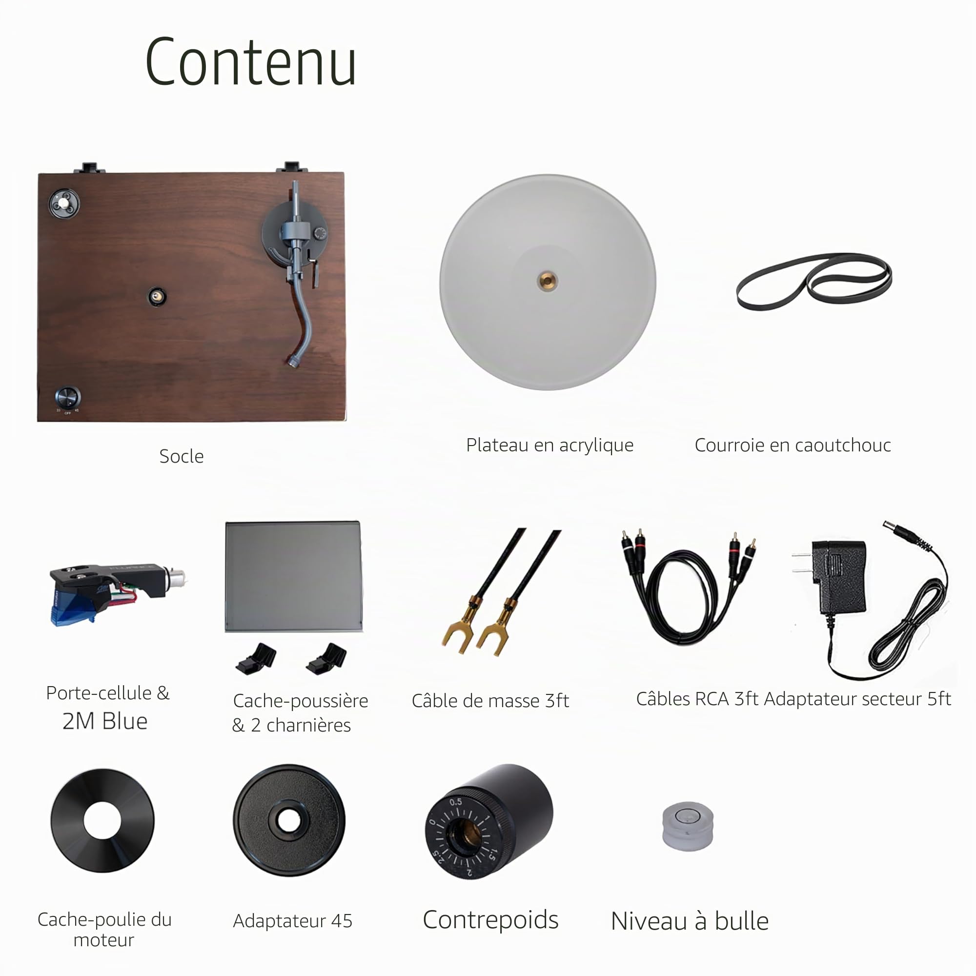 Fluance RT85 Platine Vinyle De Référence – Cellule Ortofon 2M Blue, Plateau en Acrylique, Contrôle De Vitesse, Socle en MDF Massif, Pieds D’Isolation Antivibrations – Noyer