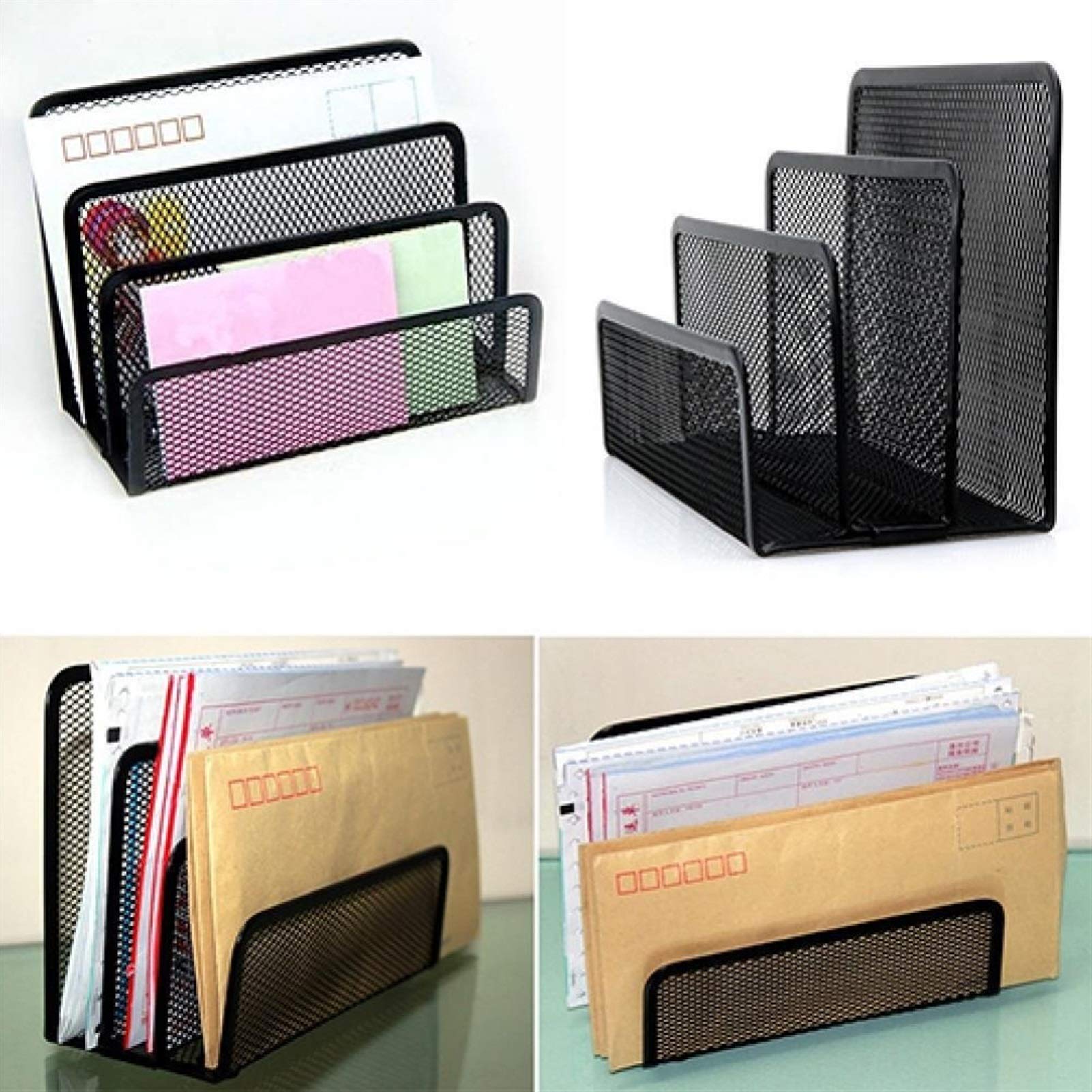 Portariviste Desktop Maglia Lettera Sorter Mail Mayn Toers Stand Holder Documenti Vassoio Desktop File Tray Teraggio di file Organizer Holder Desk Organizer (nero) Cartella espandibile