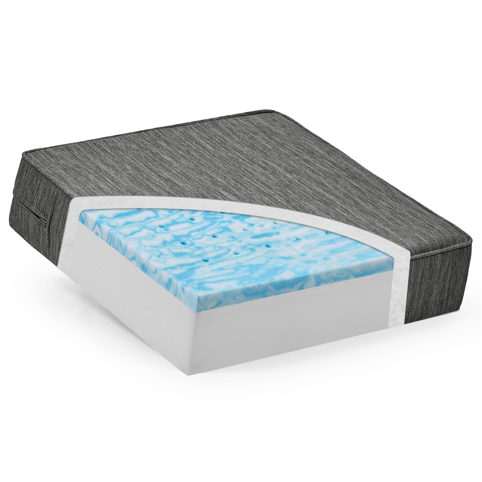 Cojín grande de espuma viscoelástica de doble capa para reclinador, sofá, silla de brazo con cubierta lavable texturada, base antideslizante para alivio del dolor y la presión de la cintura