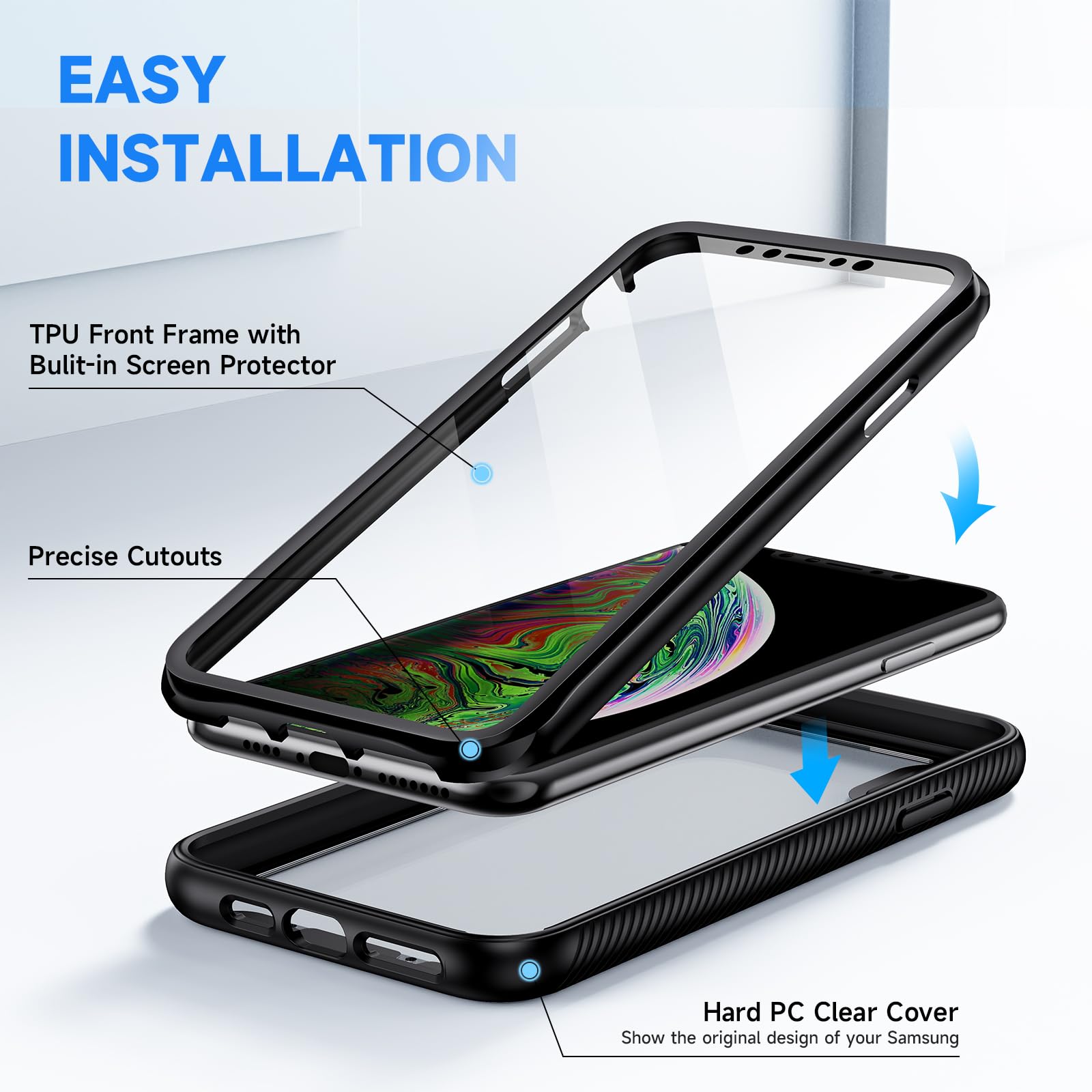 Gypsophilaa Cover Xiaomi Mi A2/6X Custodia,[1X Vetro Temperato] Adsorbimento Magnetico con Bumper in Metallo,Ultra Sottile Trasparente Vetro Temperato Posteriore Custodia in Case Cover
