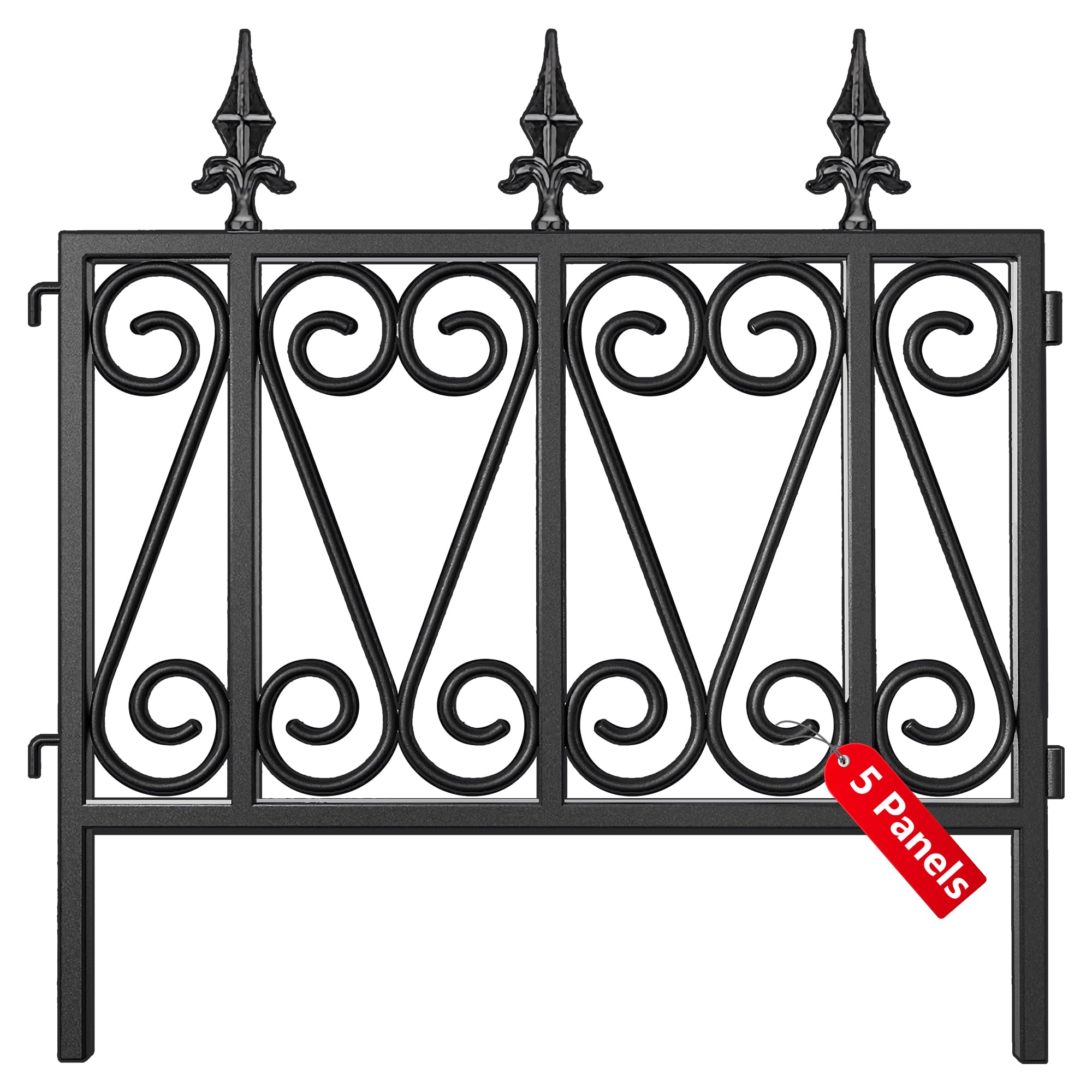 AMAGABELI GARDEN & HOME 5 Panels 24in(H)×10ft(L) Decorative Garden Fences and Borders for Dogs No Dig Metal Garden Edging Border Animal Barrier Fencing for Flower Bed Yard Patio