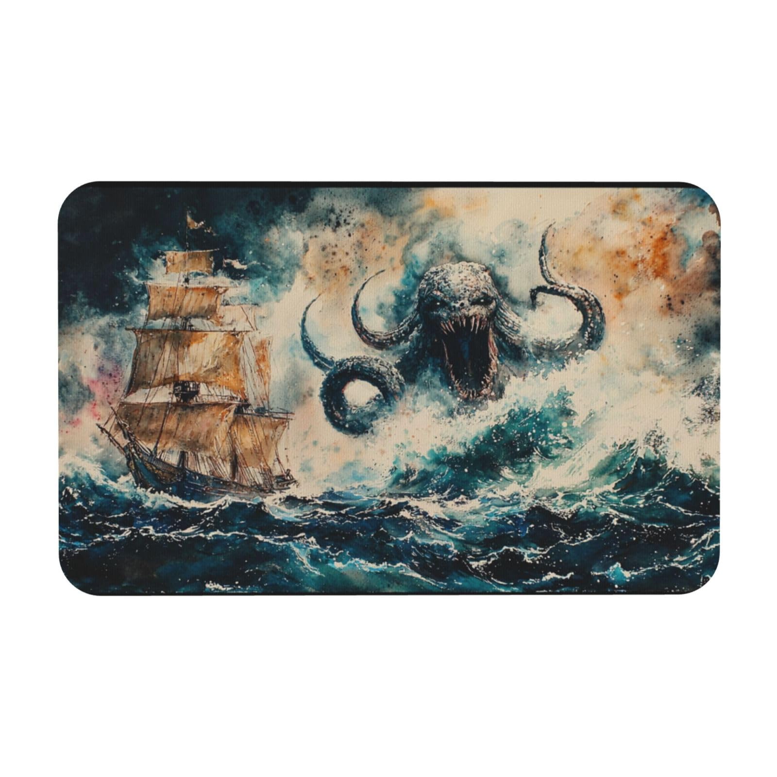 Tapis de bain antidérapant sécurité lavable machine 50 x 80 cm motif bateau