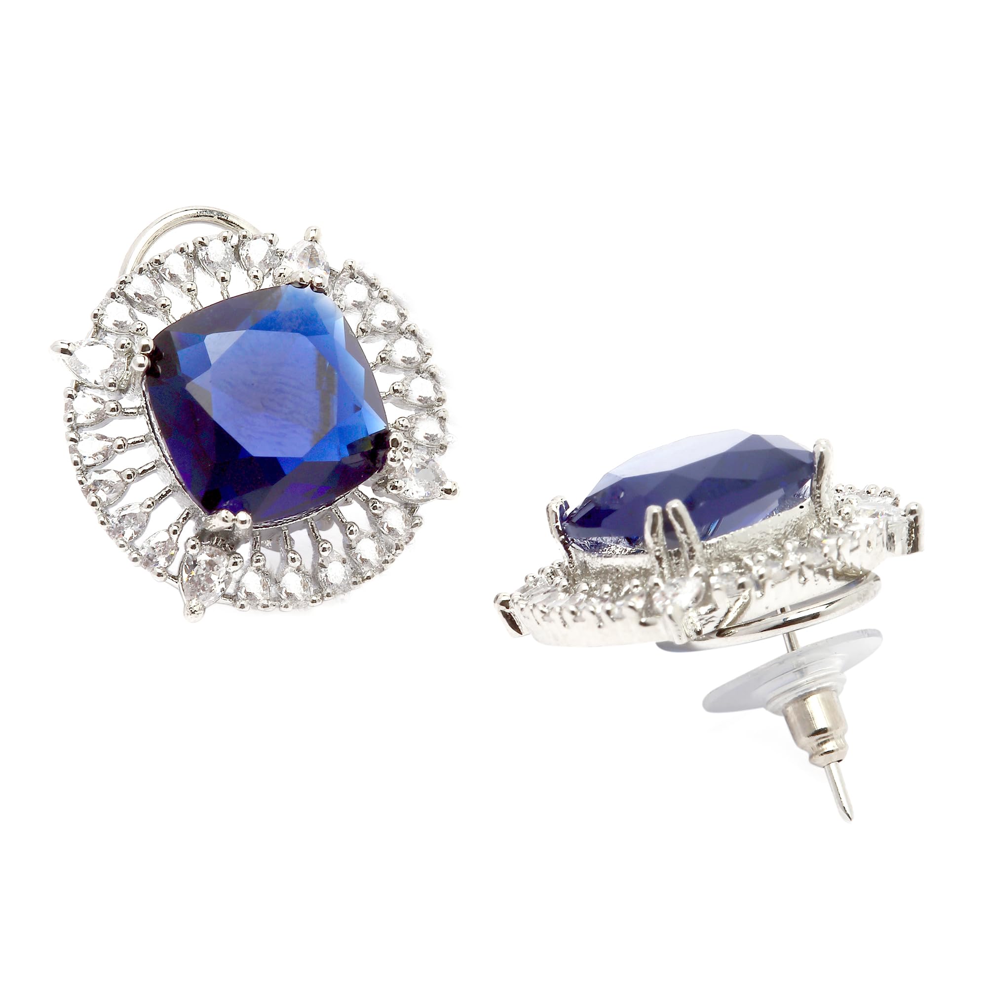 Rhodium-Plated Diamond Stud Earrings