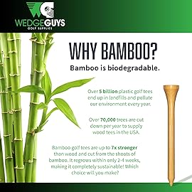 Wedge Guys Bamboo Golf Tees 2-3/4 & 3-1/4 | 100,250,500 or 1000 pcs. | Extra Durable & Stronger Than Wood Tees | Biodegradable & Less Friction | PGA Professional Approved, Golf Tees Bulk Bag
