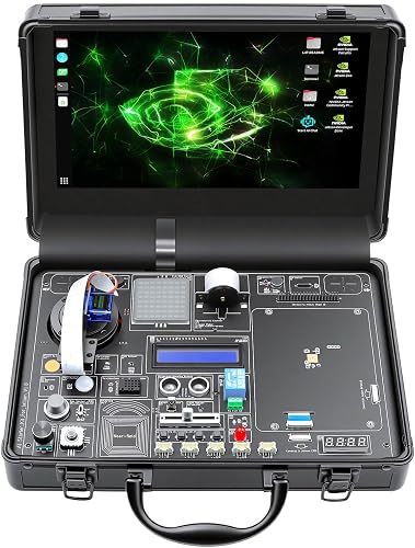 ELECROW AI Starter Kit for Jetson Orin Nano, 30 Sensors No Soldering Board, 8MP IMX219 Gimbal Camera, 11.6" IPS Screen, 38 Python Tutorials with AI Voice Interaction (Without Jetson Orin Nano Board)