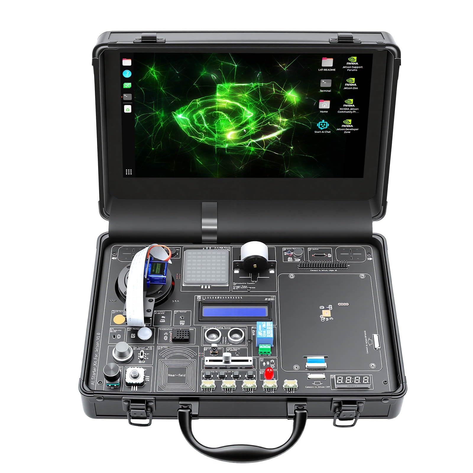 Photo 1 of ELECROW AI Starter Kit for Jetson Orin Nano, 30 Sensors No Soldering Board, 8MP IMX219 Gimbal Camera, 11.6" IPS Screen, 38 Python Tutorials with AI Voice Interaction (Without Jetson Orin Nano Board)