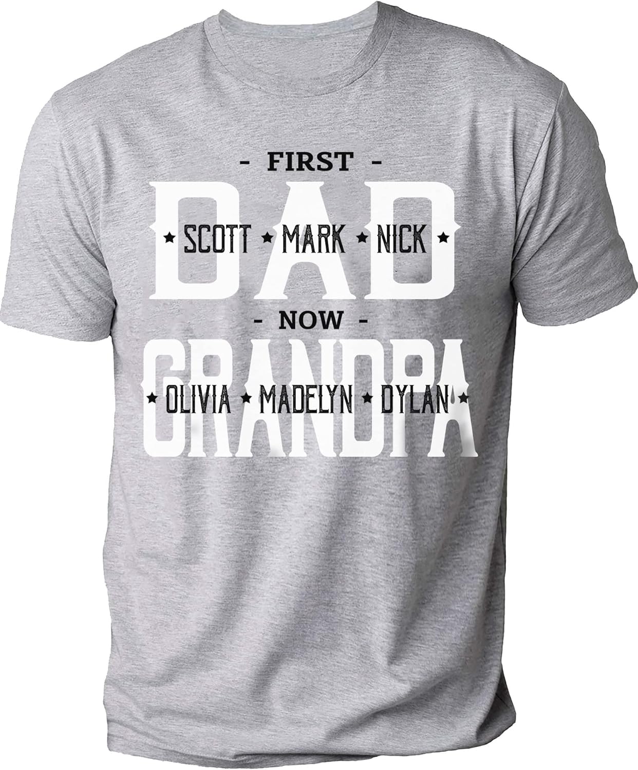 IZI POD - Personalized Papa Kids Grandkids Name T-Shirt for Men,Custom Papa Birthday Christmas for Grandpa