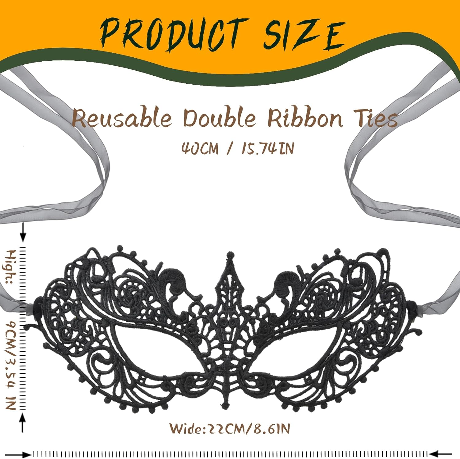 Hoshin Masquerade Mask for Women, Lace Venetian Masks with Feathers and Rhinestone Mardi Gras Costume Deecorations - Image 2