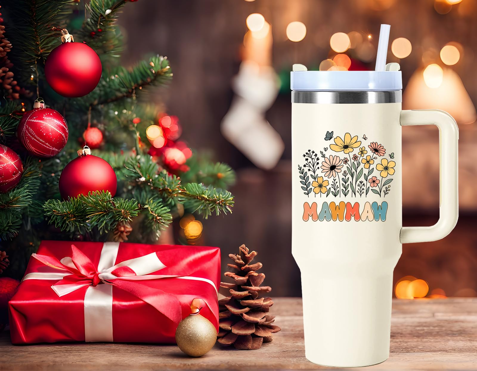 40 oz Mawmaw Cups Tumbler with Handle.40 oz Mawmaw Gifts for Grandma from Grandkids.40 oz Mawmaw Mothers Day Christmas Birthday Gifts Tumbler with Straw.