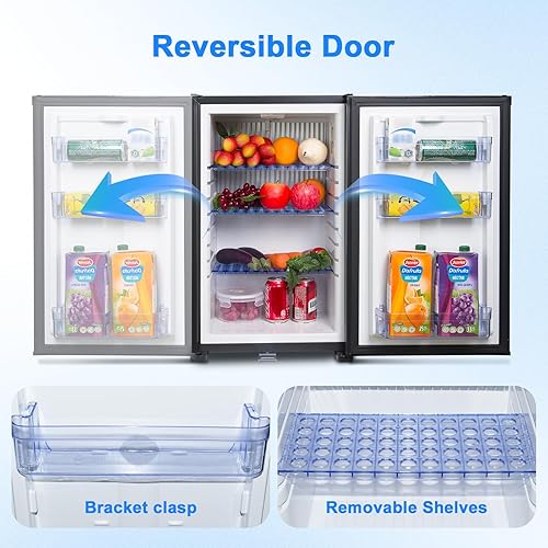 Miniatura 10 de Refrigerador compacto de 2.1 pies cúbicos, mini refrigerador CACC con cerradura, puerta reversible, refrigerador de absorción silenciosa de 12 V