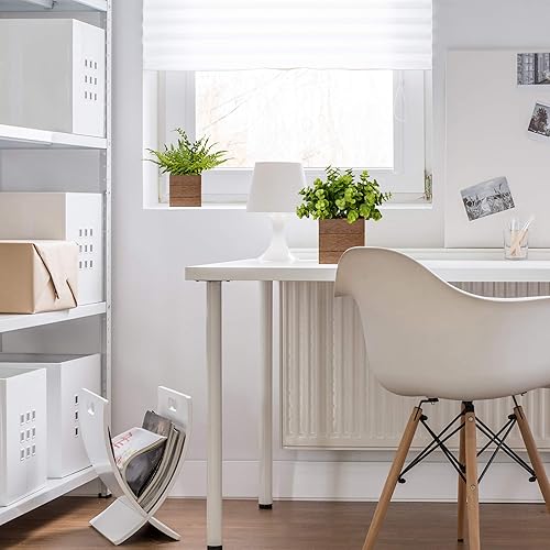 Miniatura 7 de Vlorart Pequeñas plantas falsas, paquete de 2 mini macetas de plástico artificial de boj verde helecho planta decorativa en maceta de madera, planta