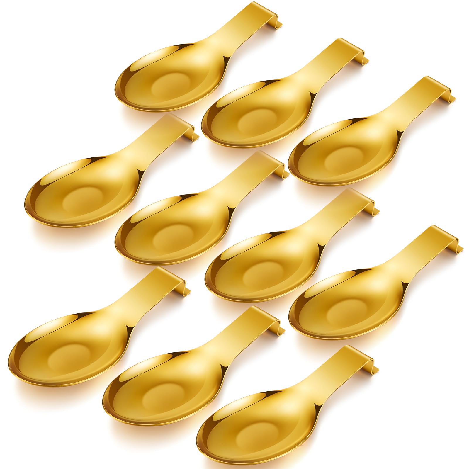 Nuanchu 10 espátulas de acero inoxidable para cuchara, soporte para cucharón, soporte para cuchara para estufa, soporte de espátula resistente para encimera, apto para lavavajillas, soporte de
