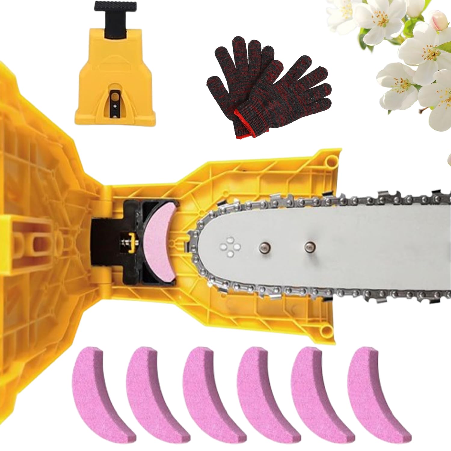 Affuteur Chaine Tronçonneuse,Affuteuse De Chaine Tronconneuse,Avec 6 Pierres, Précision Instantanée Pour Une Coupe Efficace (A)