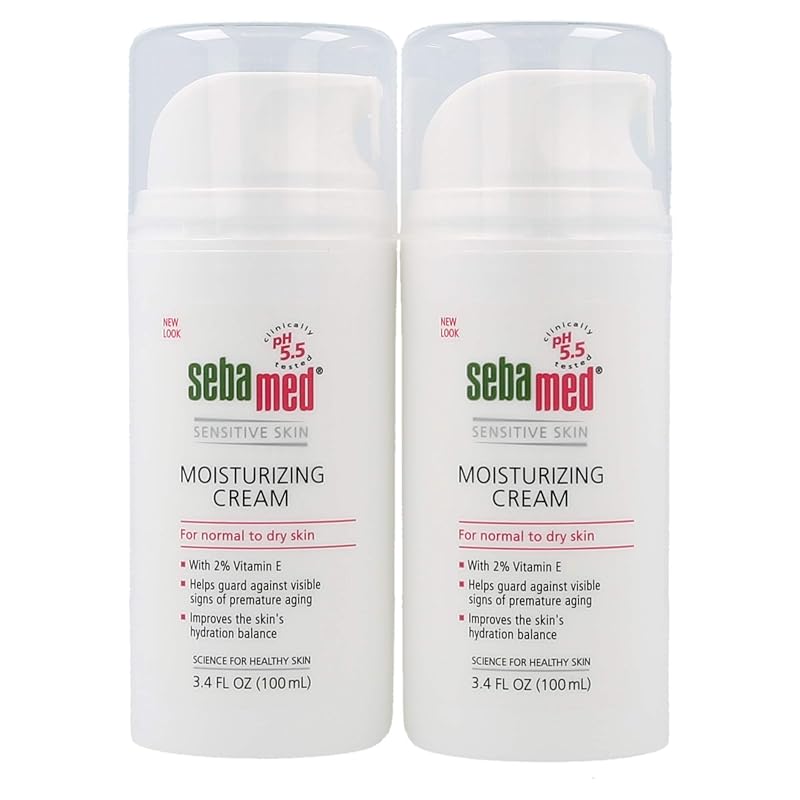 Creme hidratante facial SEBAMED com bomba, Vitamina E e pH 5,5, 100 mL, Pacote com 2