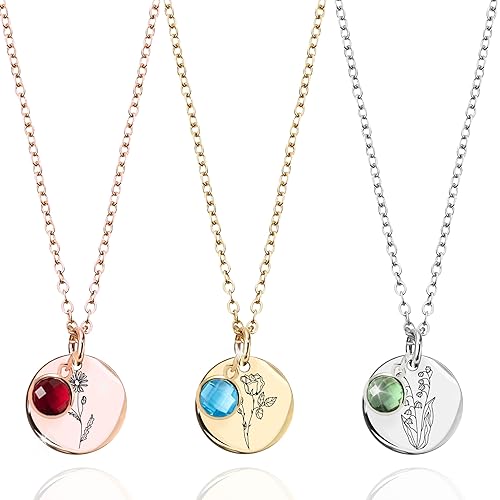 MignonandMignon Birth Month Flower Necklaces Birthstone Bridesmaid Proposal Best Friend