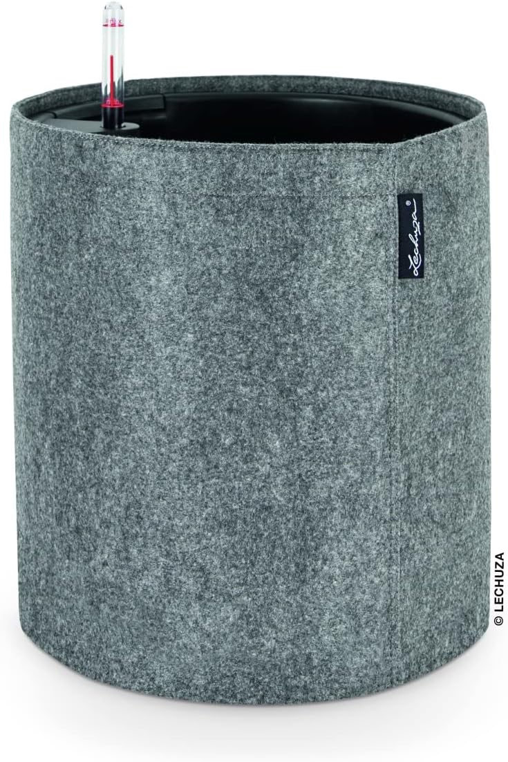 Lechuza TRENDCOVER Felt 32 Dark Grey, Self-Watering Small Planter Indoor, D12.6 H13 in