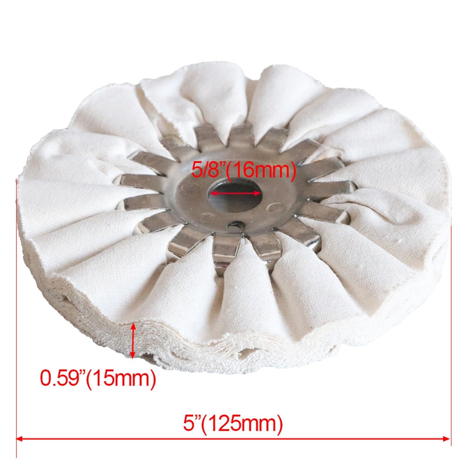 Rueda de Pulido, Discos de Láminas Rueda Abrasiva para Pulir Las Vías Respiratorias de 5 Pulgadas Algodón Blanco Ruedas Abrasivas para Pulido de Metales de 125 * 16 Mm/2Pcs/125X16Mm