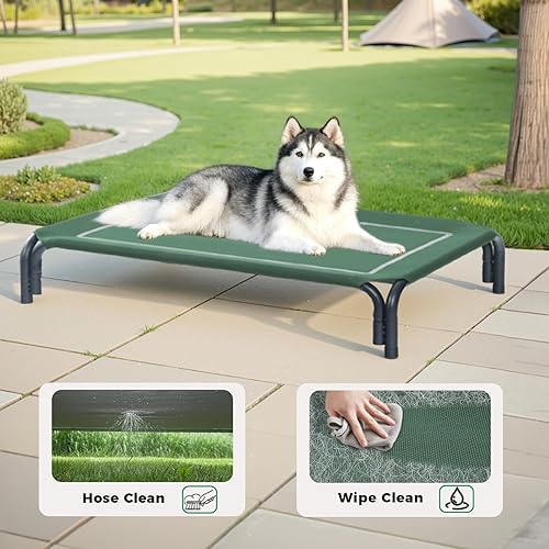Miniatura 8 de Cama elevada para perros al aire libre, cuna elevada para perros grandes, la instalación no requiere herramientas, marco con pies antideslizantes de