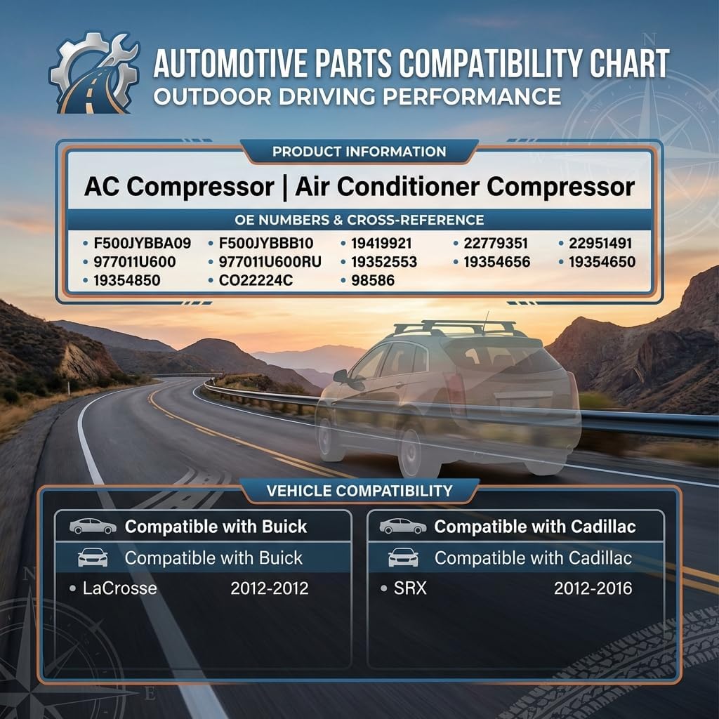 CO 22224C AC A/C Compressor with Clutch for 2012 Buick LaCrosse 3.6L, for 2012-2016 Cadillac SRX 3.6L Replaces 19419921 19352553