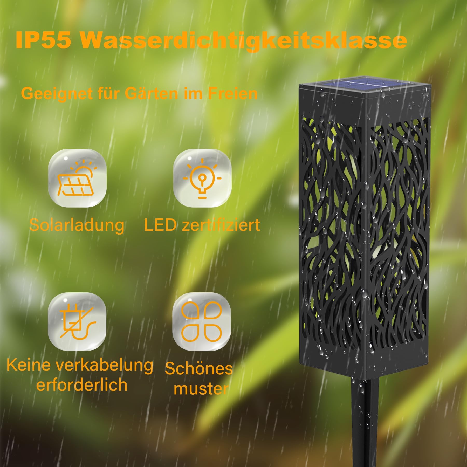 Solarlampen für Außen Garten IP55 Wasserdicht 600mAh Akku Solarleuchten Warmweiß 12 Stück