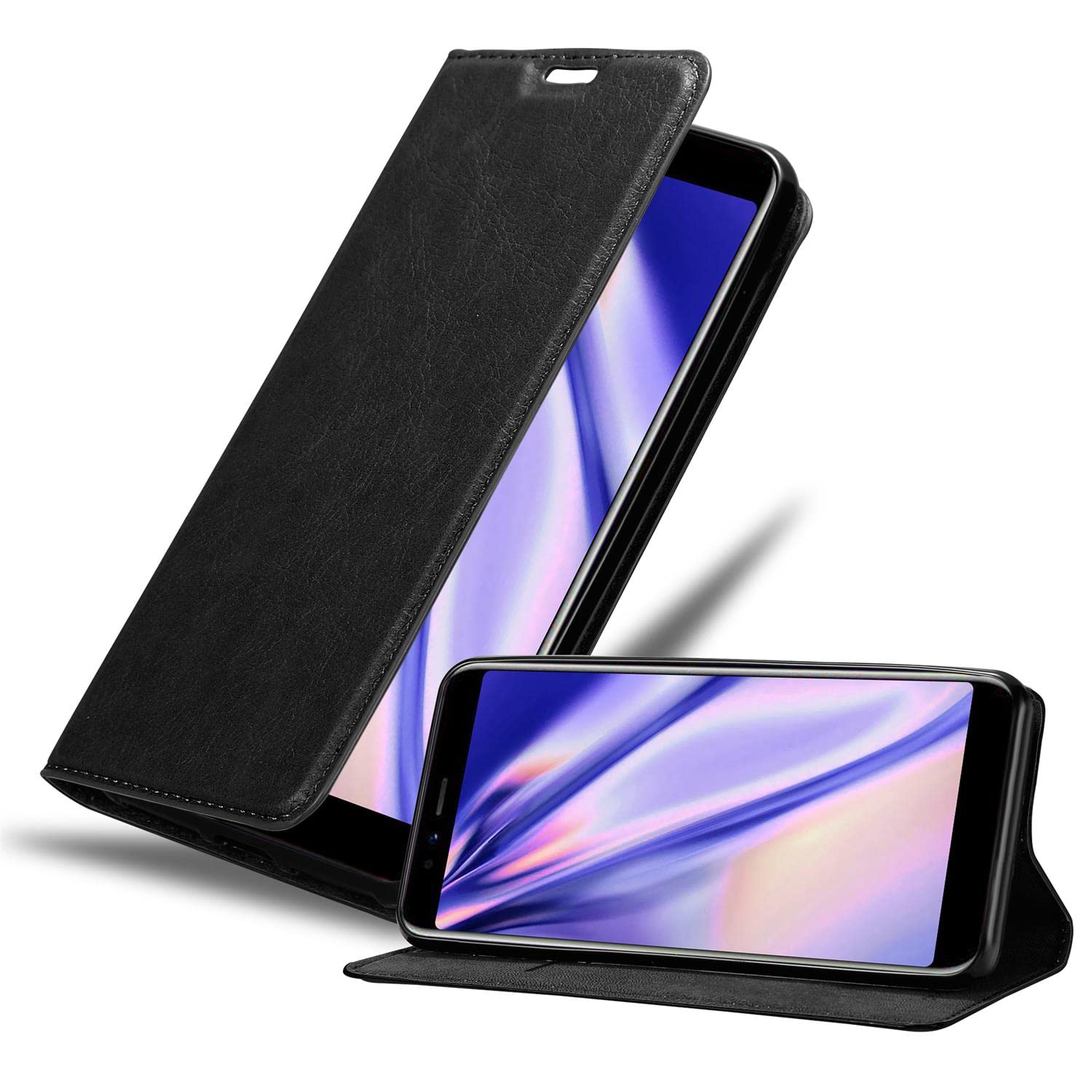 Cadorabo Custodia Libro per WIKO VIEW 2 PLUS in NERO DI NOTTE - con Vani di Carte, Funzione Stand e Chiusura Magnetica - Portafoglio Cover Case Wallet