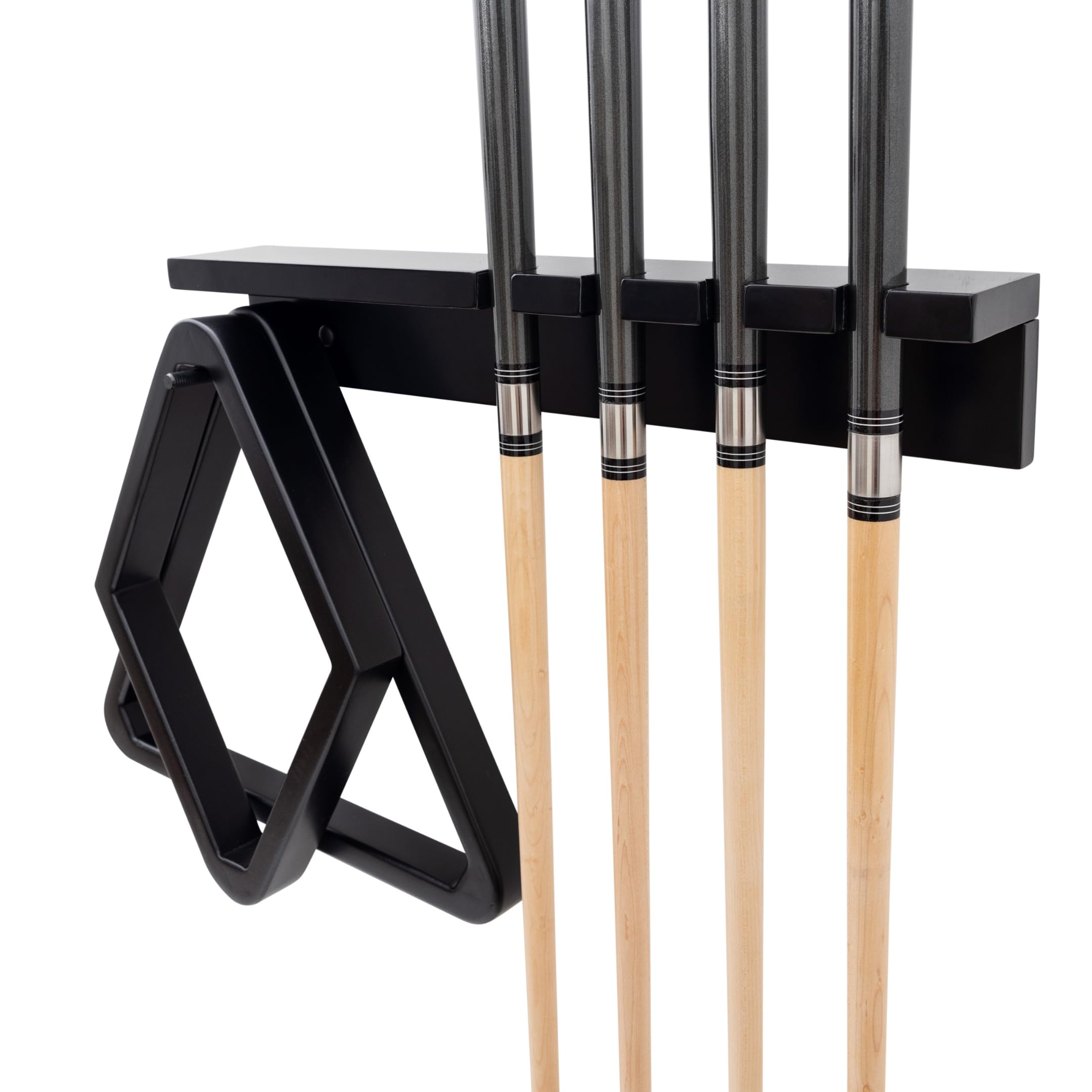 Pool Cue Rack - Pool Stick Holder Wall Mount With 4 Cue Holder & 6 Pack Of Chalk Included - Felt to Prevent Damage - Billiard Table Accessories For Man Cave