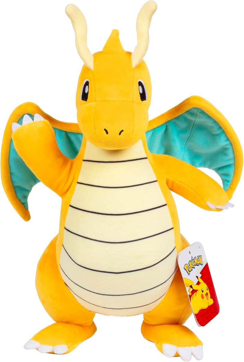 Peluche Dragonite de 12 pulgadas - Licencia oficial - Generación 1 Dratini & Dragonair Evolution - Auténtica figura de peluche suave - Regalo para niños, niñas - 2+