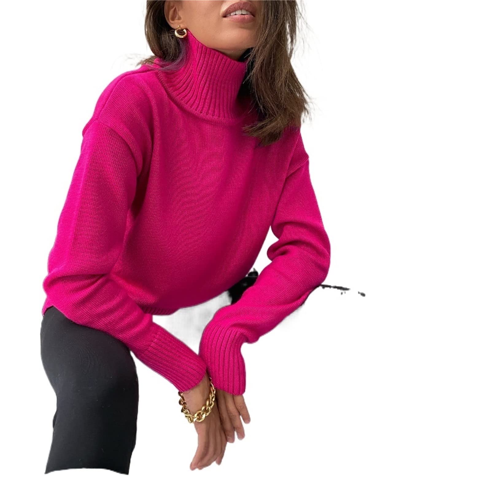 VEMNI Woman Sweater Pink Sweater Women's Turtleneck Green Large Size  Pullover Autumn and Winter Knitted Sweater (Color : Red, Size : Medium) :  Amazon.com.au: Clothing, Shoes u0026 Accessories