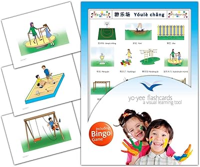 Playground Flashcards in Chinese Language - Flash Cards with Matching Bingo Game for Toddlers, Kids, Children and Adults to Learn Mandarin